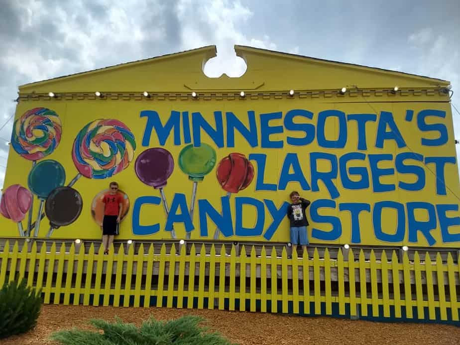 Minnesota's Largest Candy Store sign with kids