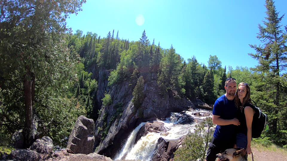 Picture by a waterfall at Tettegouche State Park