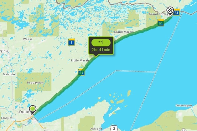Map of the Minnesota North Shore from Duluth to Grand Portage 