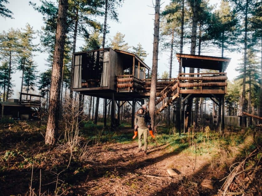 Tree house cabin in Belgium exterior