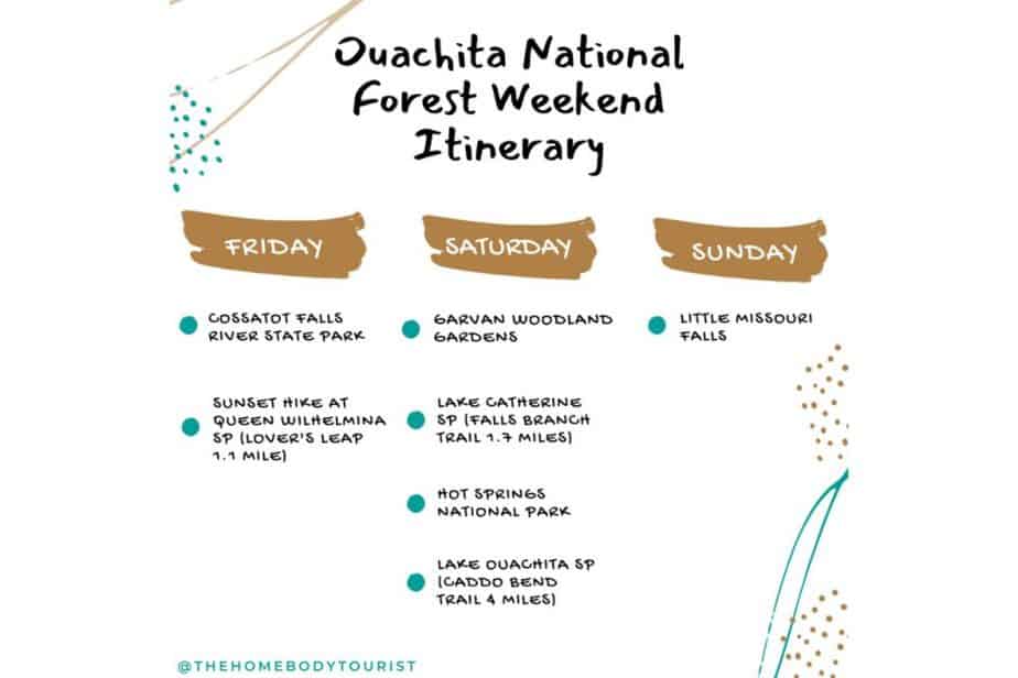 Ouachita National Forest Weekend Getaway Itinerary 