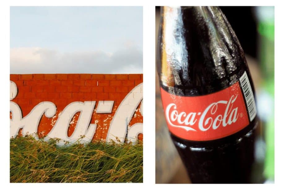 World of Coca-Cola Museum in Atlanta, GA- picture of Coca Cola wall and bottle