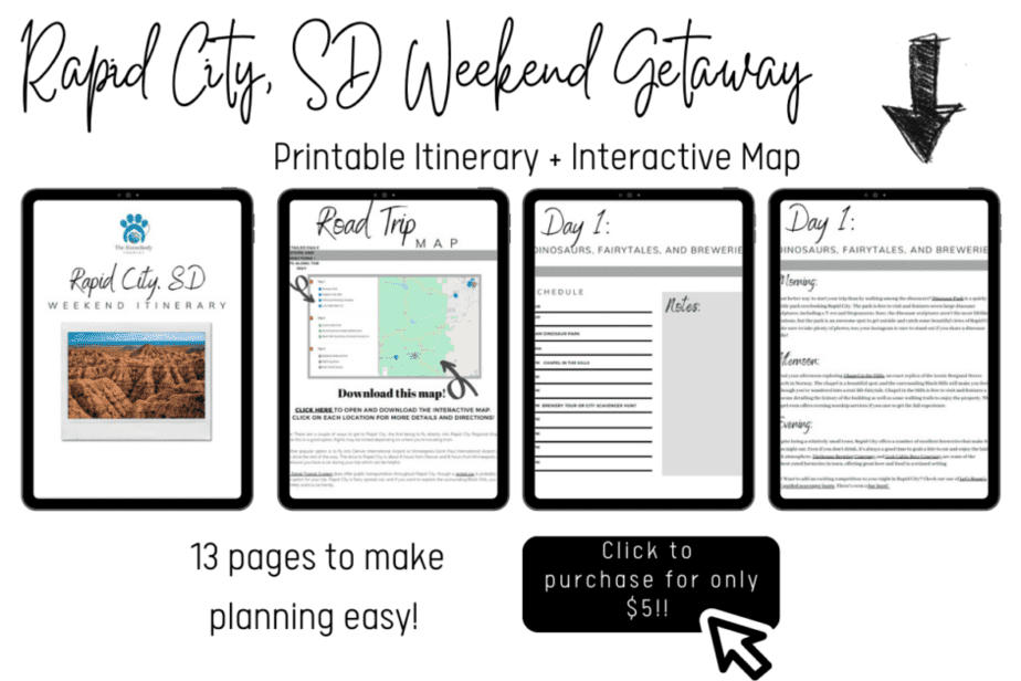 Rapid City Weekend Getaway complete itinerary for sale for 5 dollars 