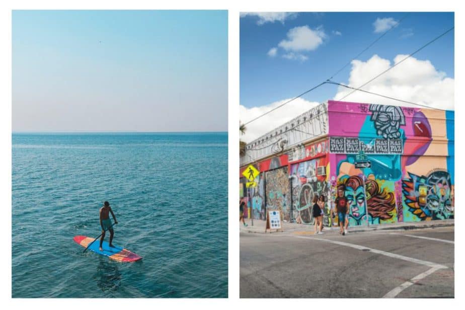 crandon park stand up paddle board and mural in wynwood arts district 