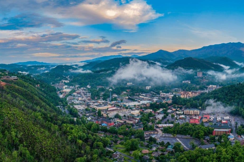 view of gatlinburg from the aerial tramway 