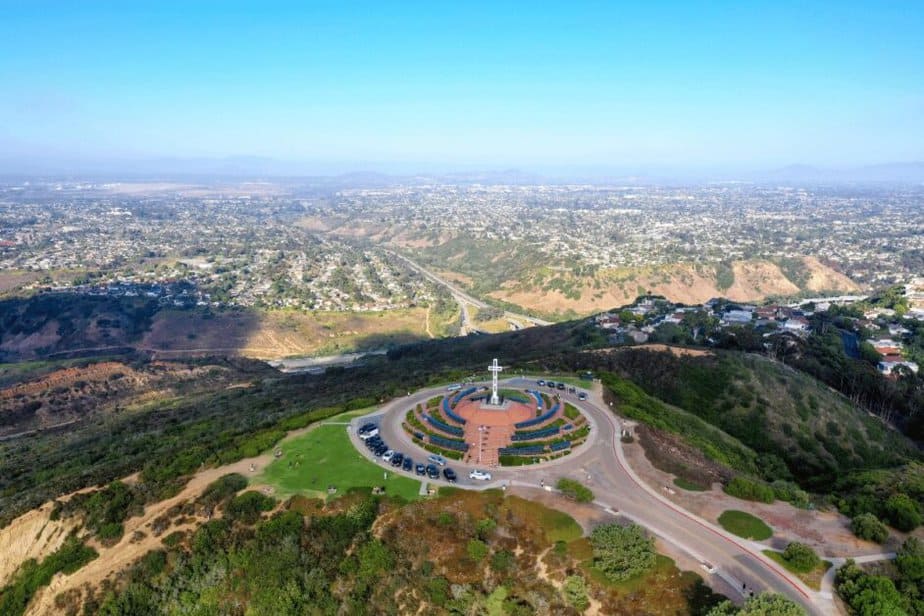 Other things to do in San Diego- Birds eye view of the city from Mount Soledad