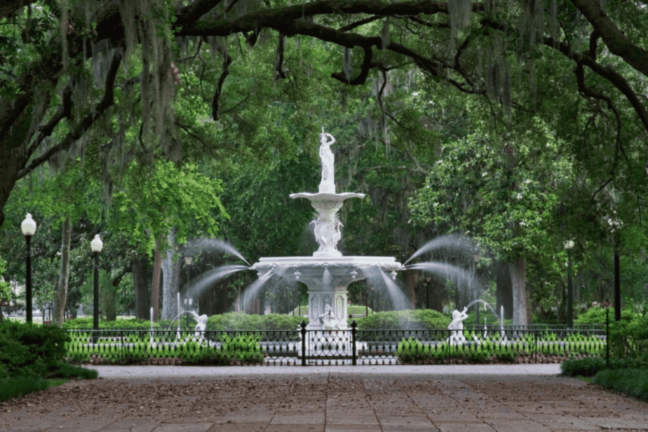 Savannah, ga fountain during mother's day trip in the us