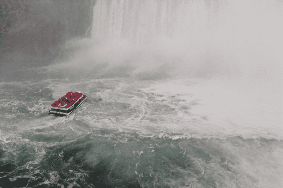 boat at the bottom of Niagara falls