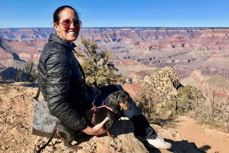 dog and girl at the grand canyon- best dog-friendly things to do in the usa