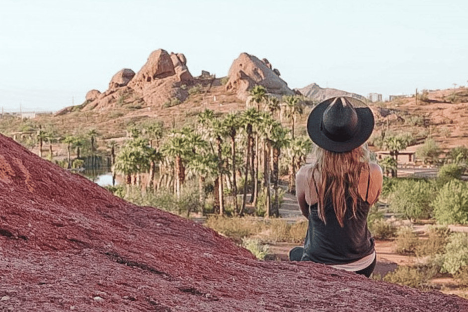 girl hiking at papago park during one weekend in phoenix