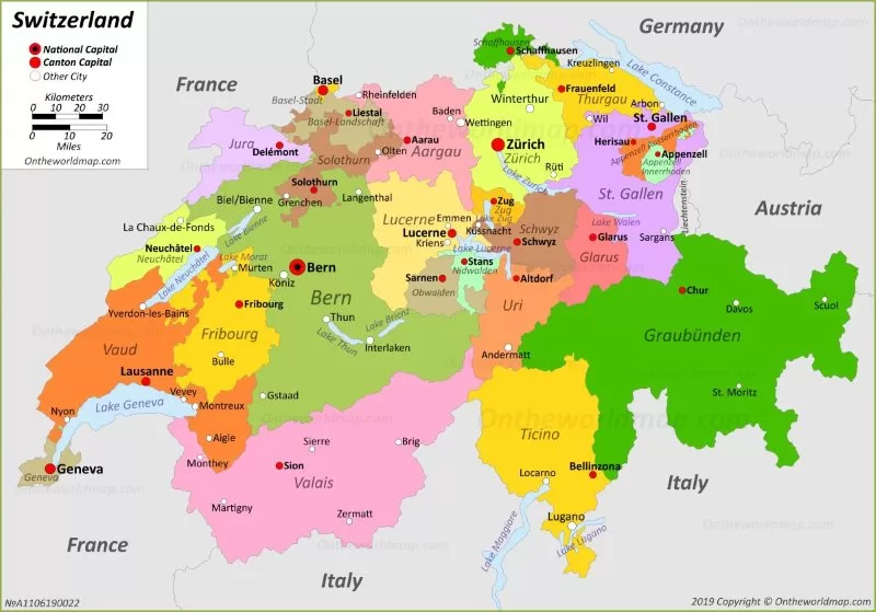 Switzerland map 