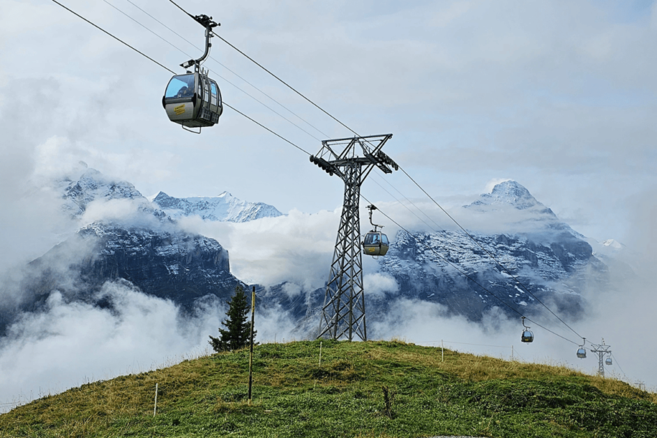 gondalas and mountains on top of Grindelwald first