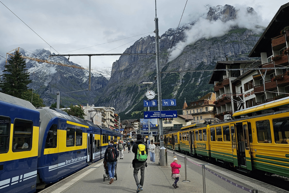 Grindlewald train station using the swiss rail pass. 