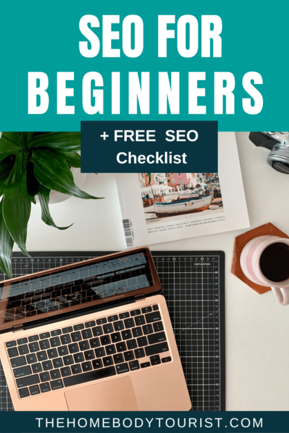 SEO checklist for beginners pin for pinterest. 