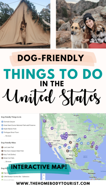 Dog-friendly things to do near me map pin for pinterest.