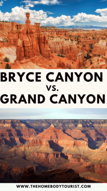 Bryce Canyon Vs. Grand Canyon pin for pinterest. 
