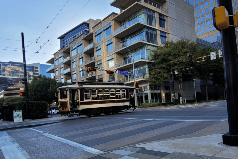 Downtown Dallas trolley for a date day. 