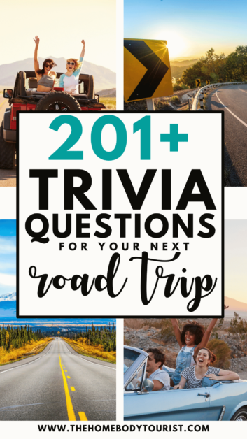 201 Trivia questions for a road trip pin for pinterest. 