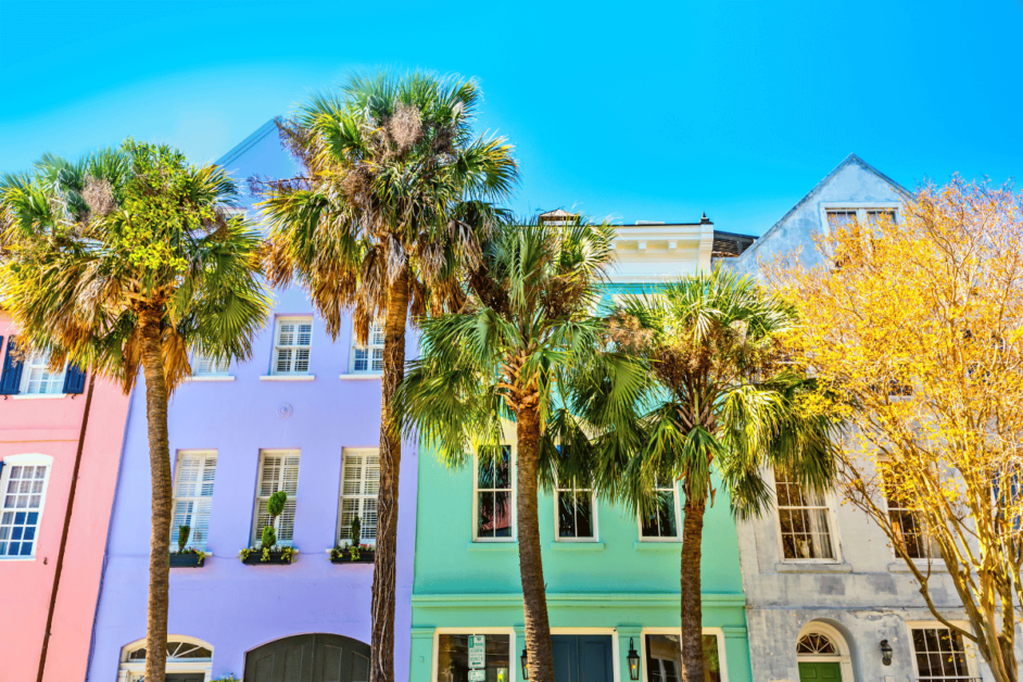 Colorful houses in Charleston, SC. 