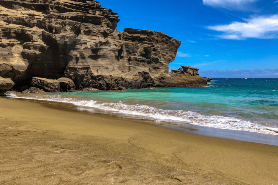 green sand beach on the big island of hawaii. 