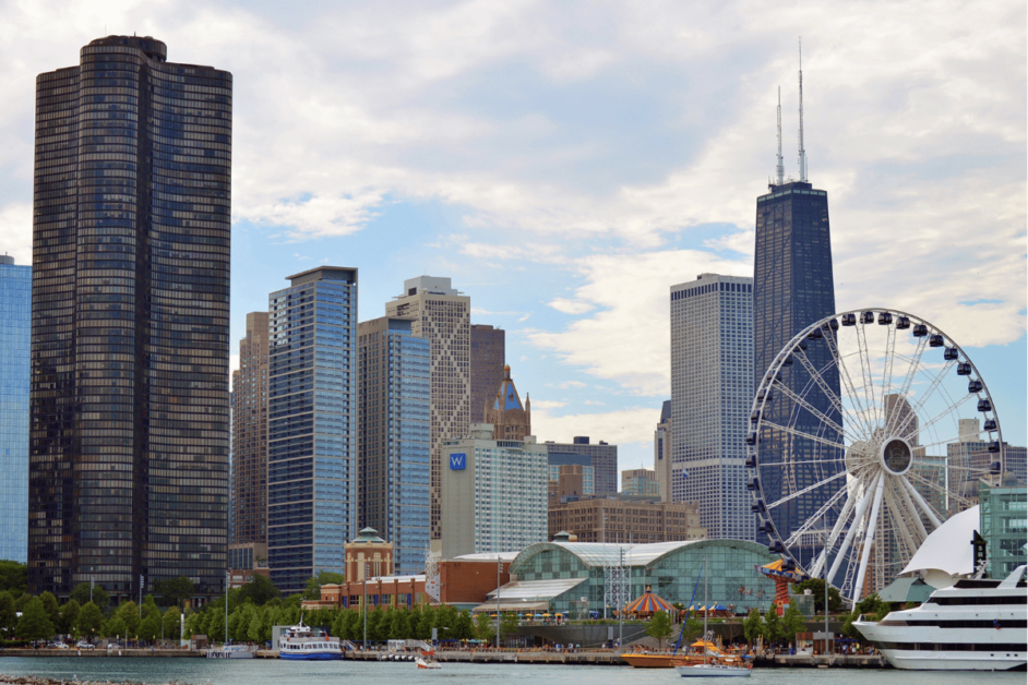 Chicago skyline- best spring break destinations in the usa. 