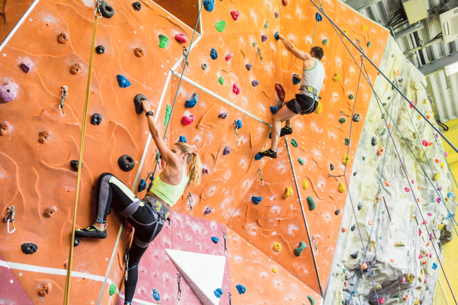 Adventurous date ideas in Denver, CO 2 people indoor rock climbing. 
