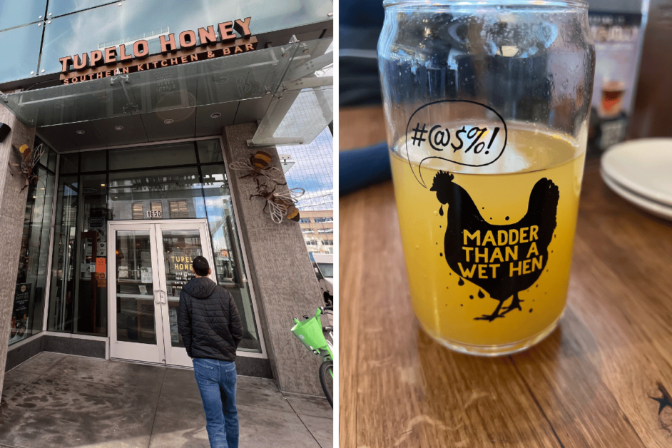 Two images from Tupelo Honey Southern Kitchen in Denver, CO