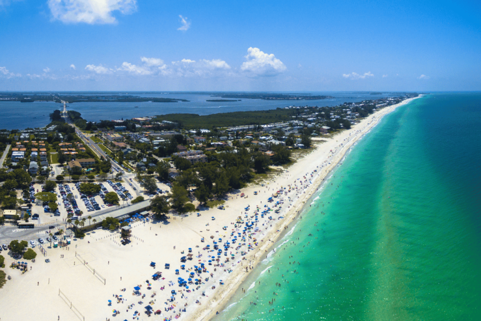 Ann Maria Island beach getaways from Orlando- birds eye view of beaches.
