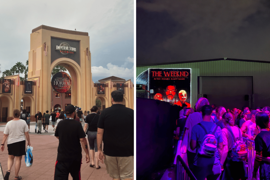 Two images from Universal Orlando's Halloween Horror Nights 