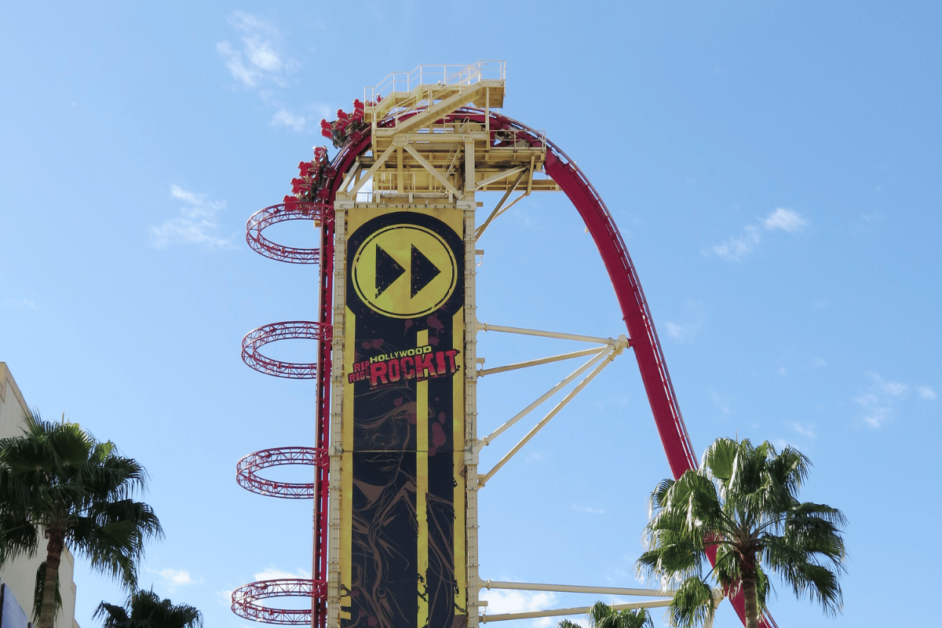 Exterior shot of Universal Orlando's Hollywood RipRide Rockit.