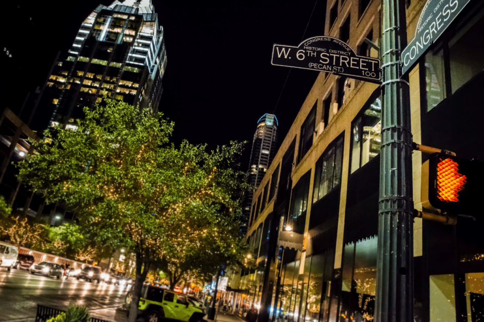 Picture of the W. 6th Street sign in Austin, Texas