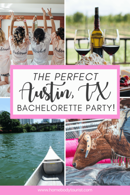 Images of different activities during an Austin, Texas Bachelorette Party for a pin for pinterest. 