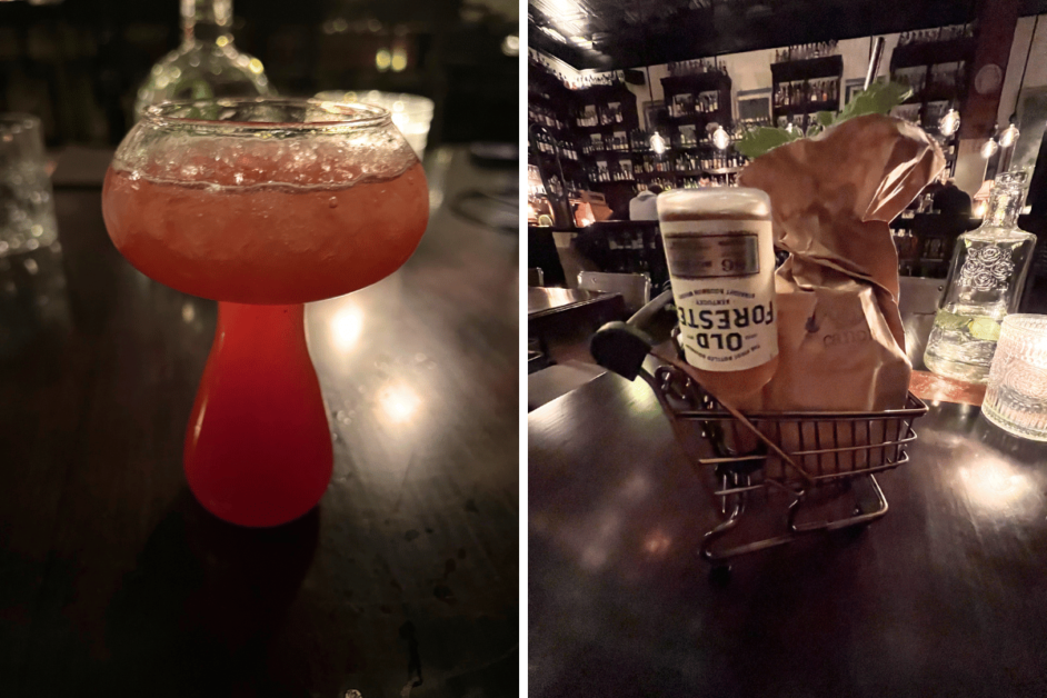 A picture of two different drinks from the canon bar in Seattle.