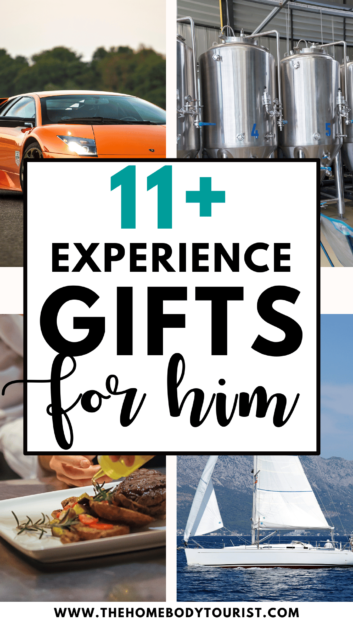 Experience gifts for him pin for pinterest. 