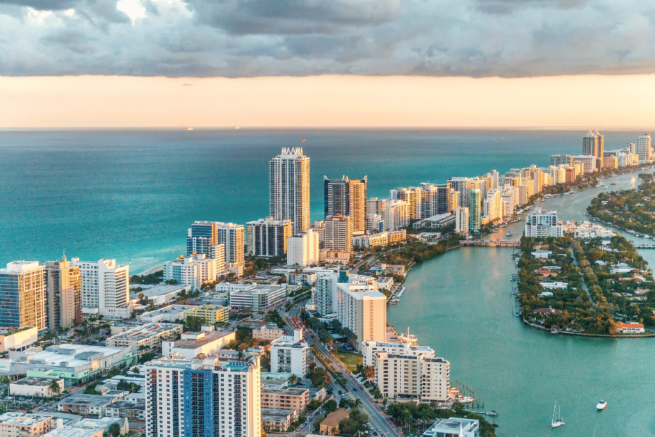 Birds eye view of Miami. 