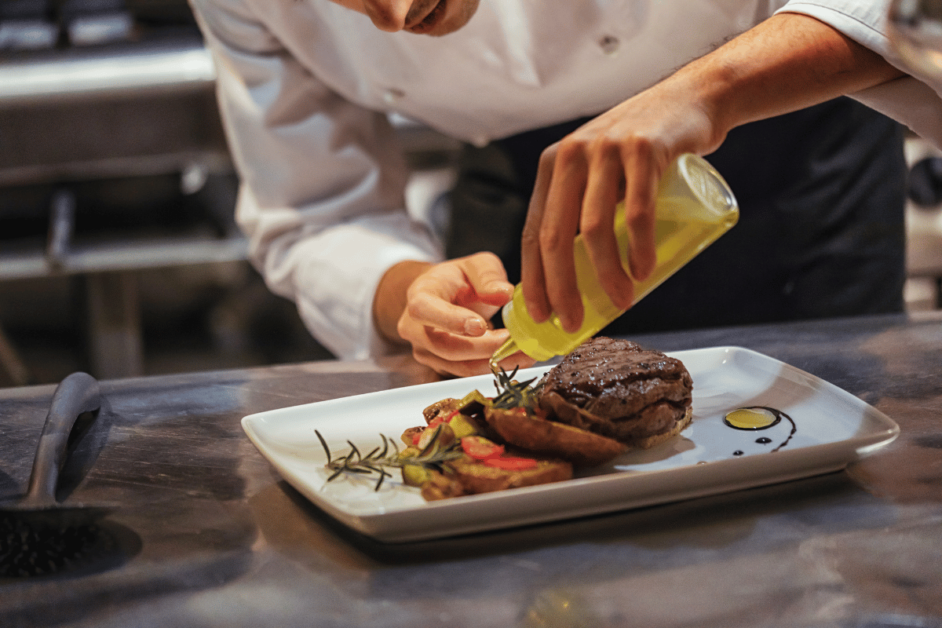 private chef with a steak. 