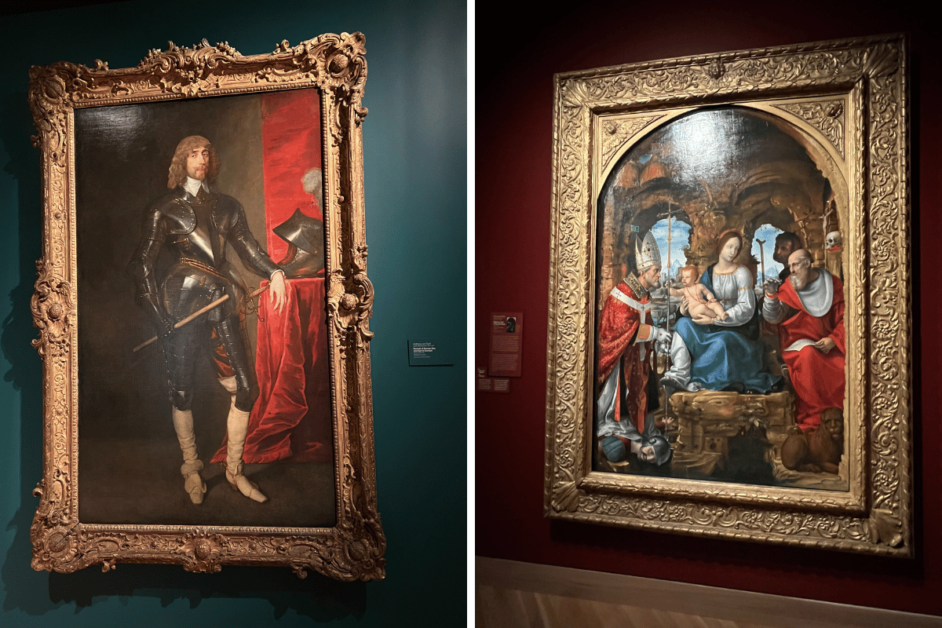 Two images from the Denver Art Museum; Anthony van Dyck Portrait of George Hay and Bernardo Zenale Madonna and Child with Saints