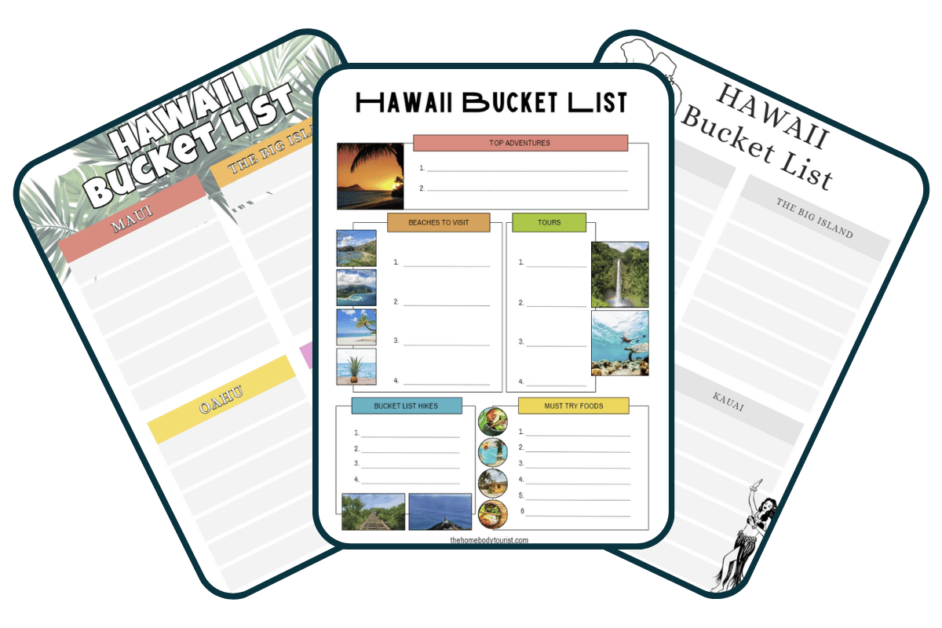 Hawaii Bucket list free printables.
