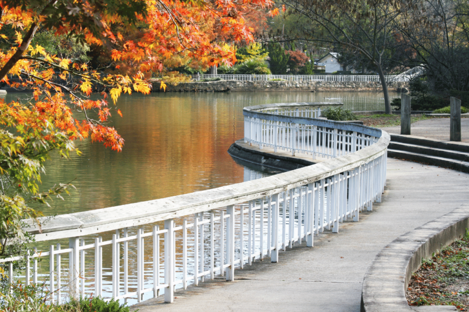 Walking trail in Pullen Park. 