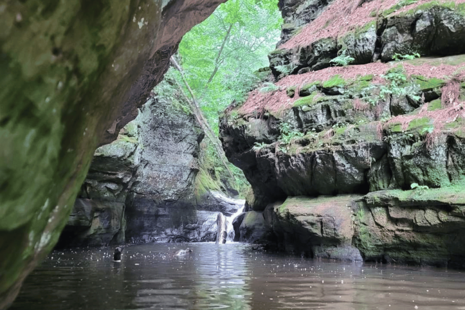 Pewitts Nest hike and waterfall near wisconsin dells.