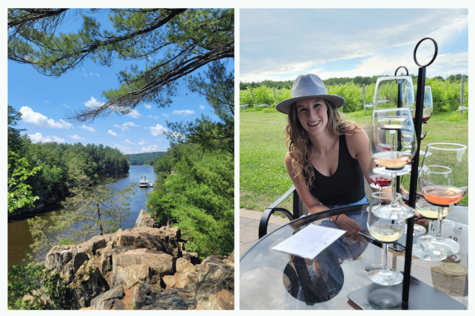 INterstate state park and girl at winery in taylors falls wi during a weekend trip from Milwaukee. 