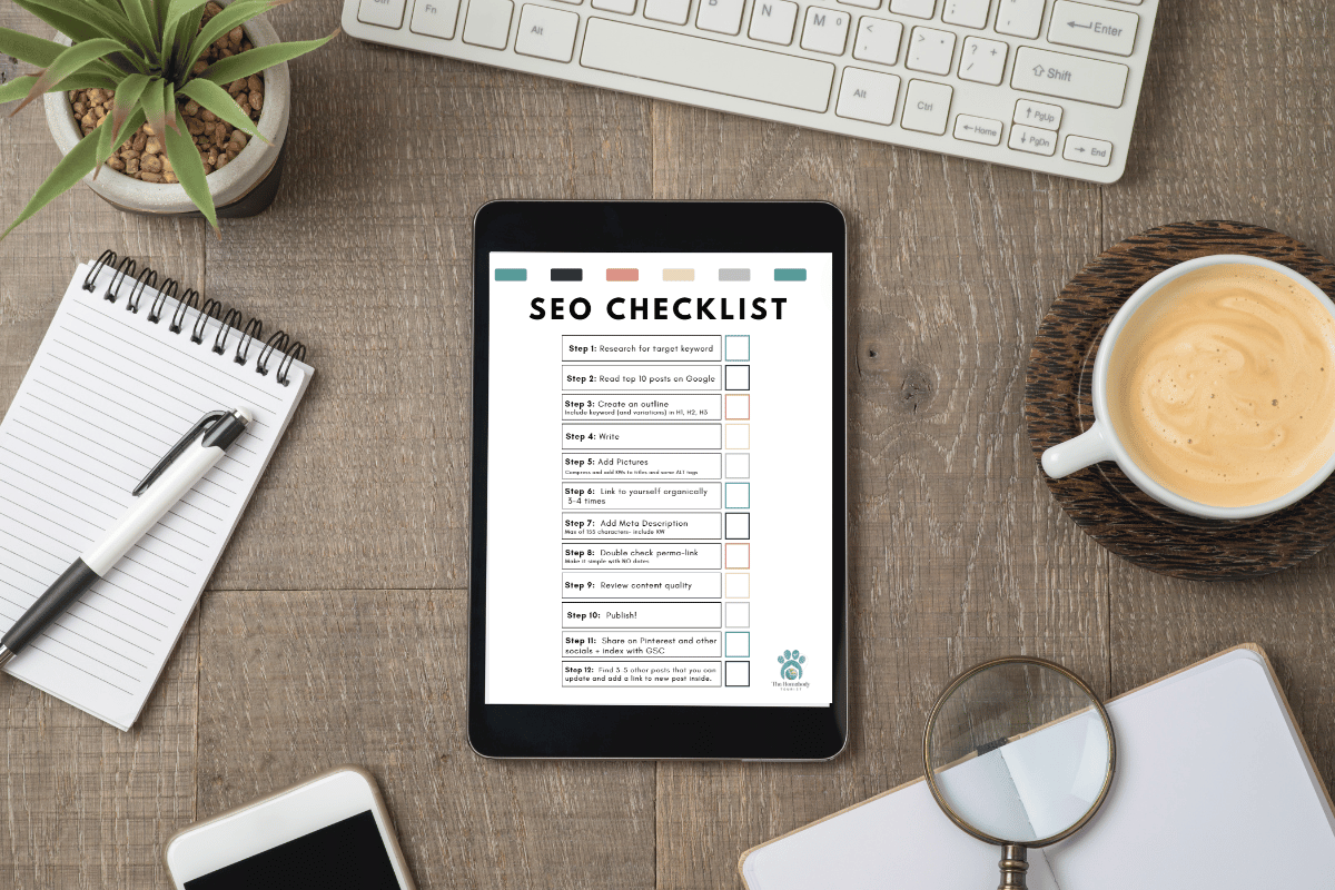 free printable SEO checklist for beginner bloggers.