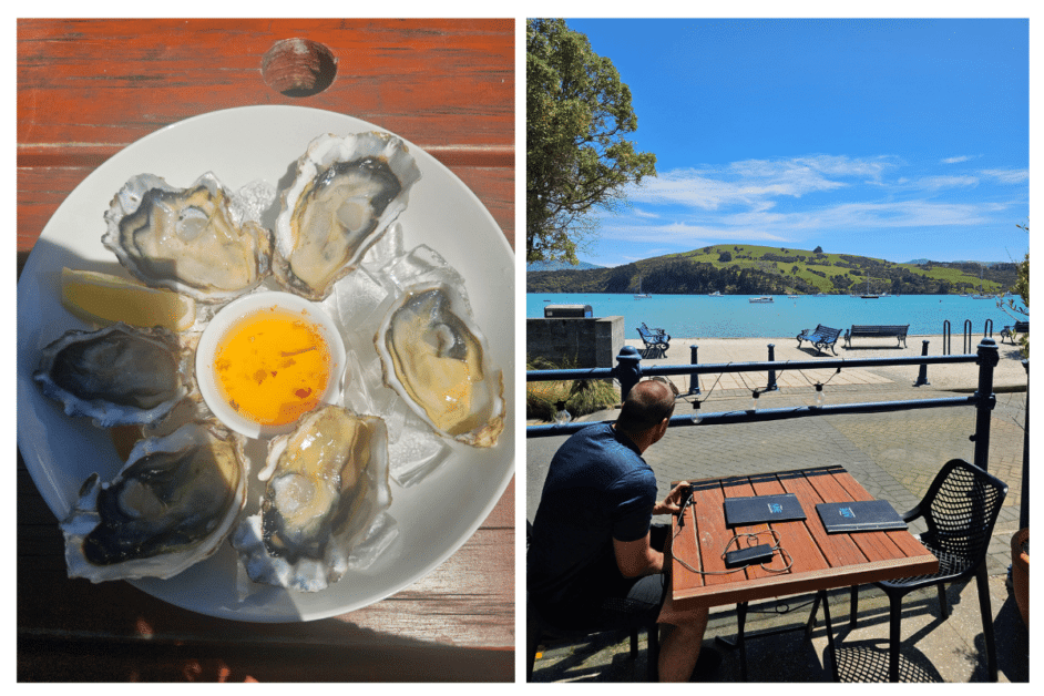 Aihe restaurant and oysters in Akaroa new zealand. 