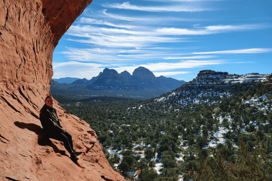 person hiking in sedona. 