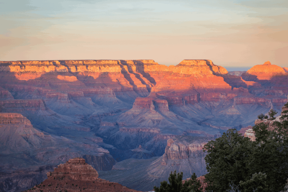 the grand canyon at sunrise- best day hikes in Arizona.