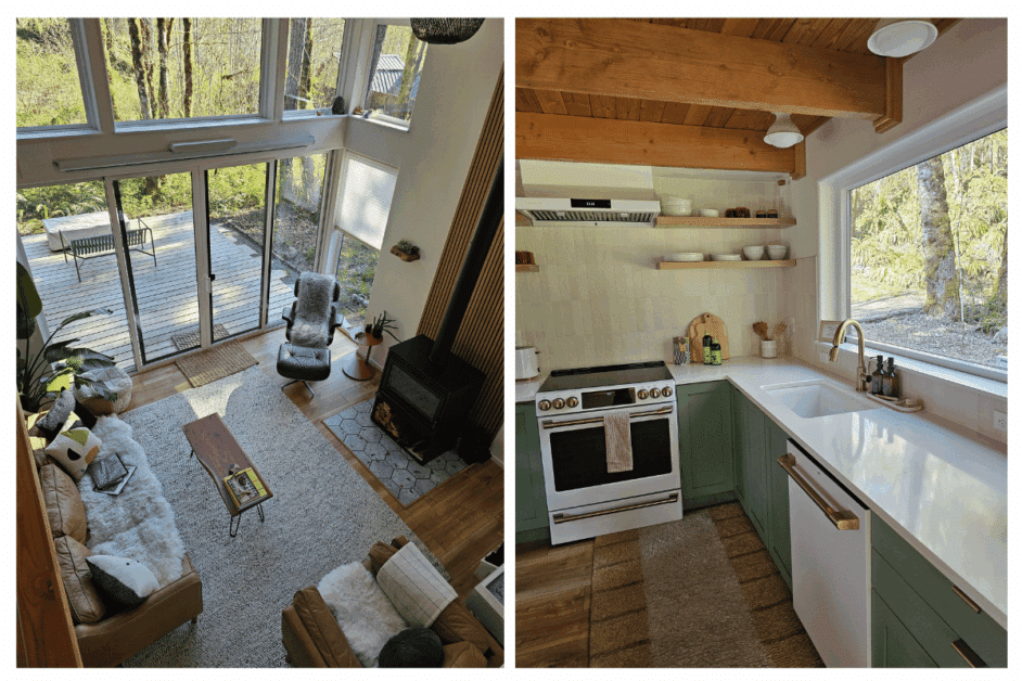 interior of Midnight Hollow Cabin. 