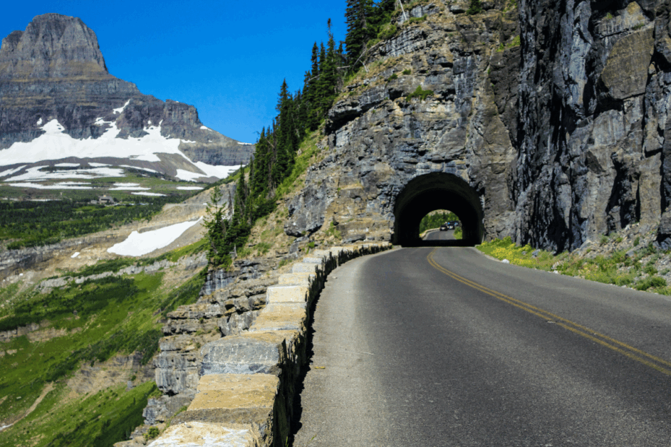 Road Conditions along Going to the sun road in glacier national park.