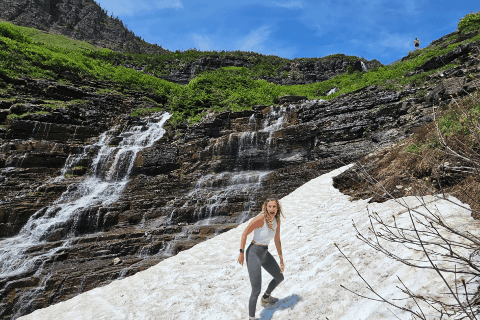 scenic stops along going to the sun road in glacier national park.