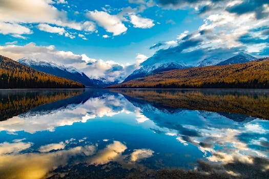 Breathtaking view of Lake McDonald with mountain reflection in Montana.