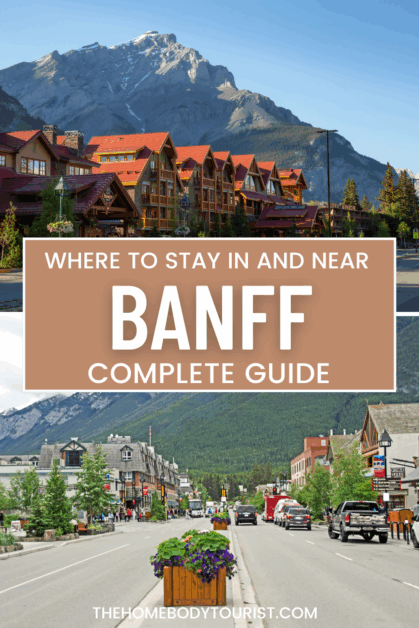 Where to stay in and near Banff pin for pinterest. 